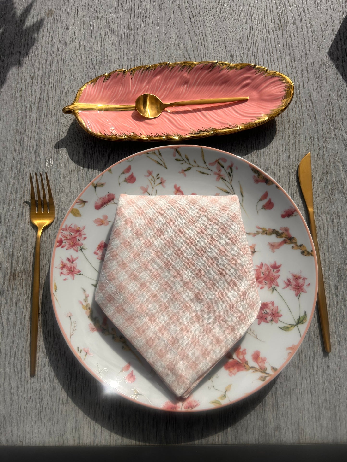 Serviette de table rose vichy