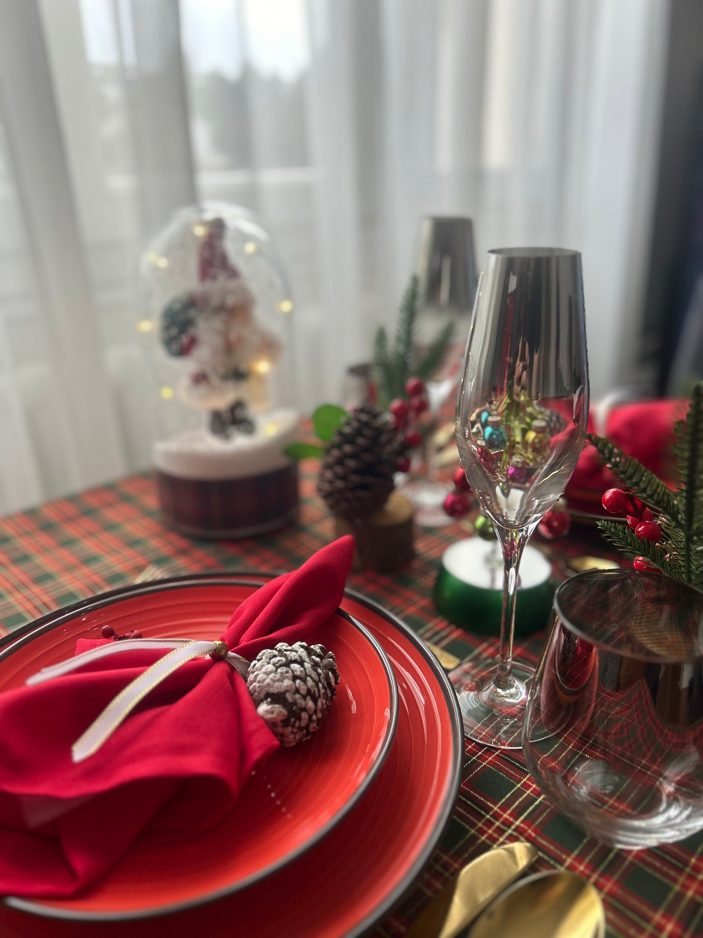 Nappe Rouge Carreaux Anglais - Collection Noël Traditionnel