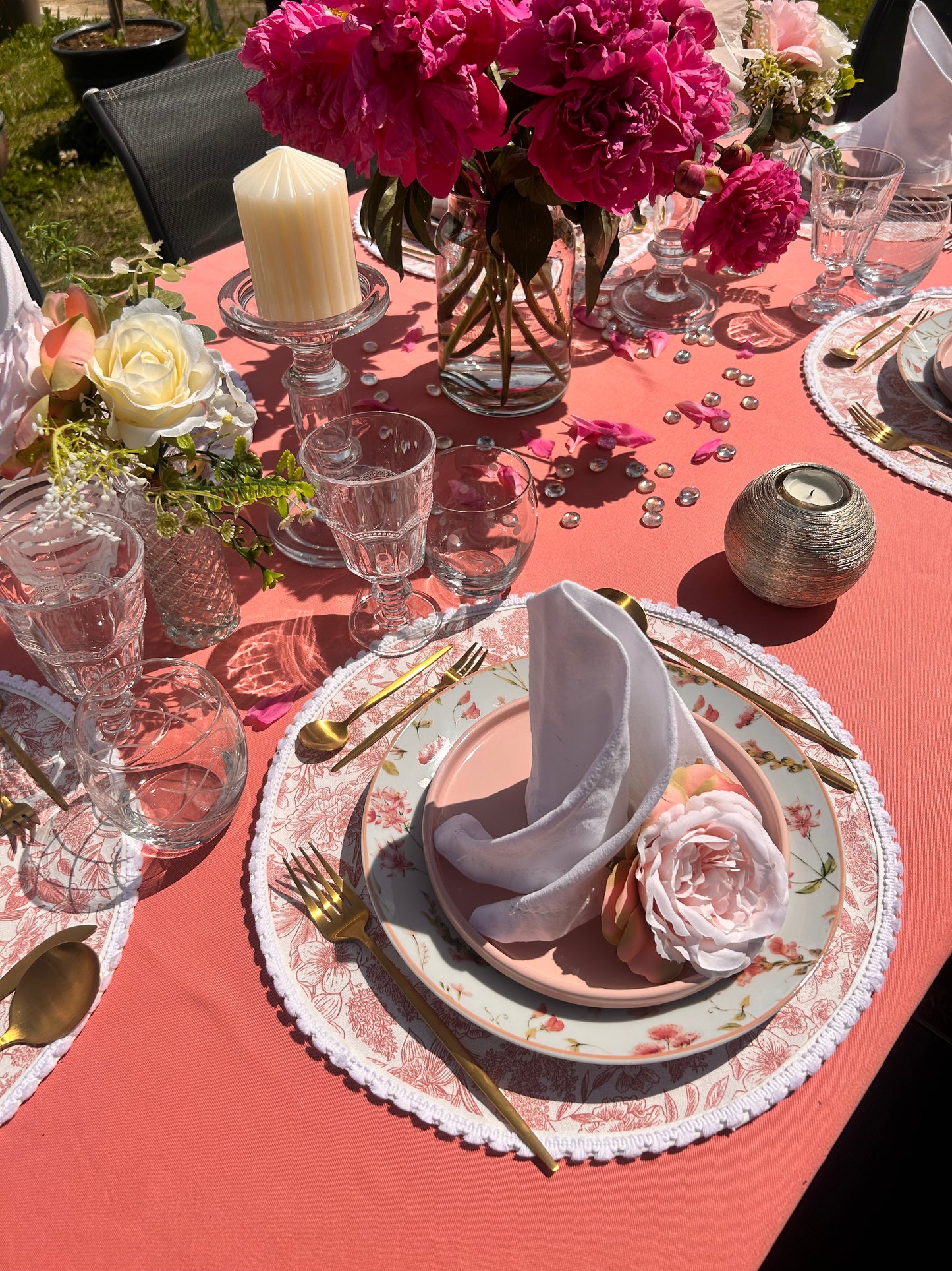 Location Décoration de Table - Rose Élégant