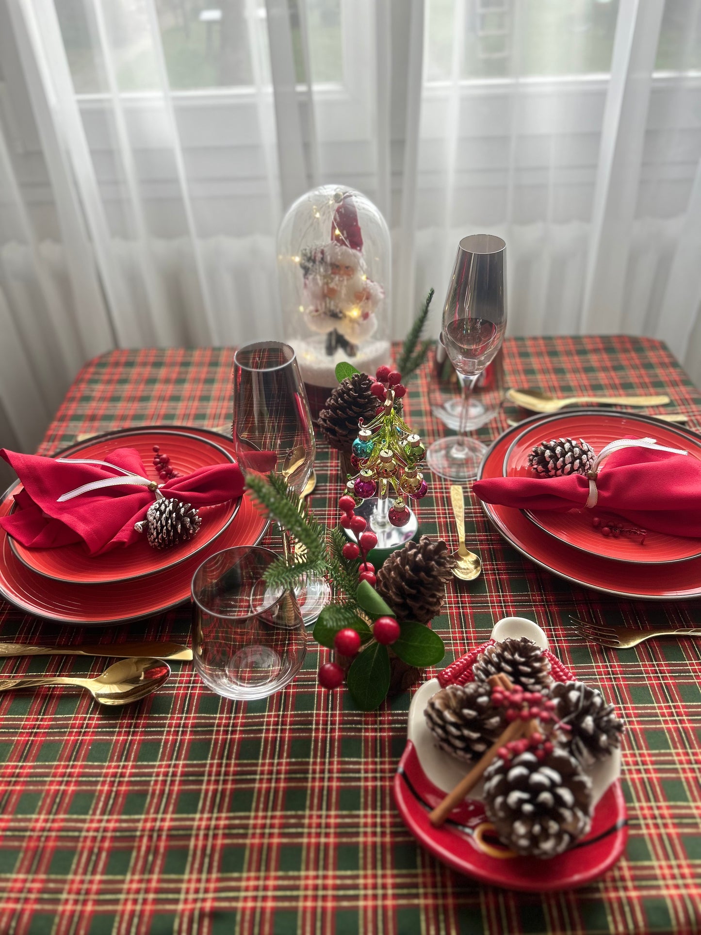 Nappe Rouge Carreaux Anglais - Collection Noël Traditionnel