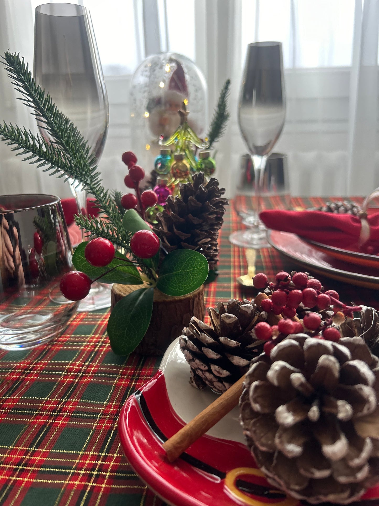 Nappe Rouge Carreaux Anglais - Collection Noël Traditionnel