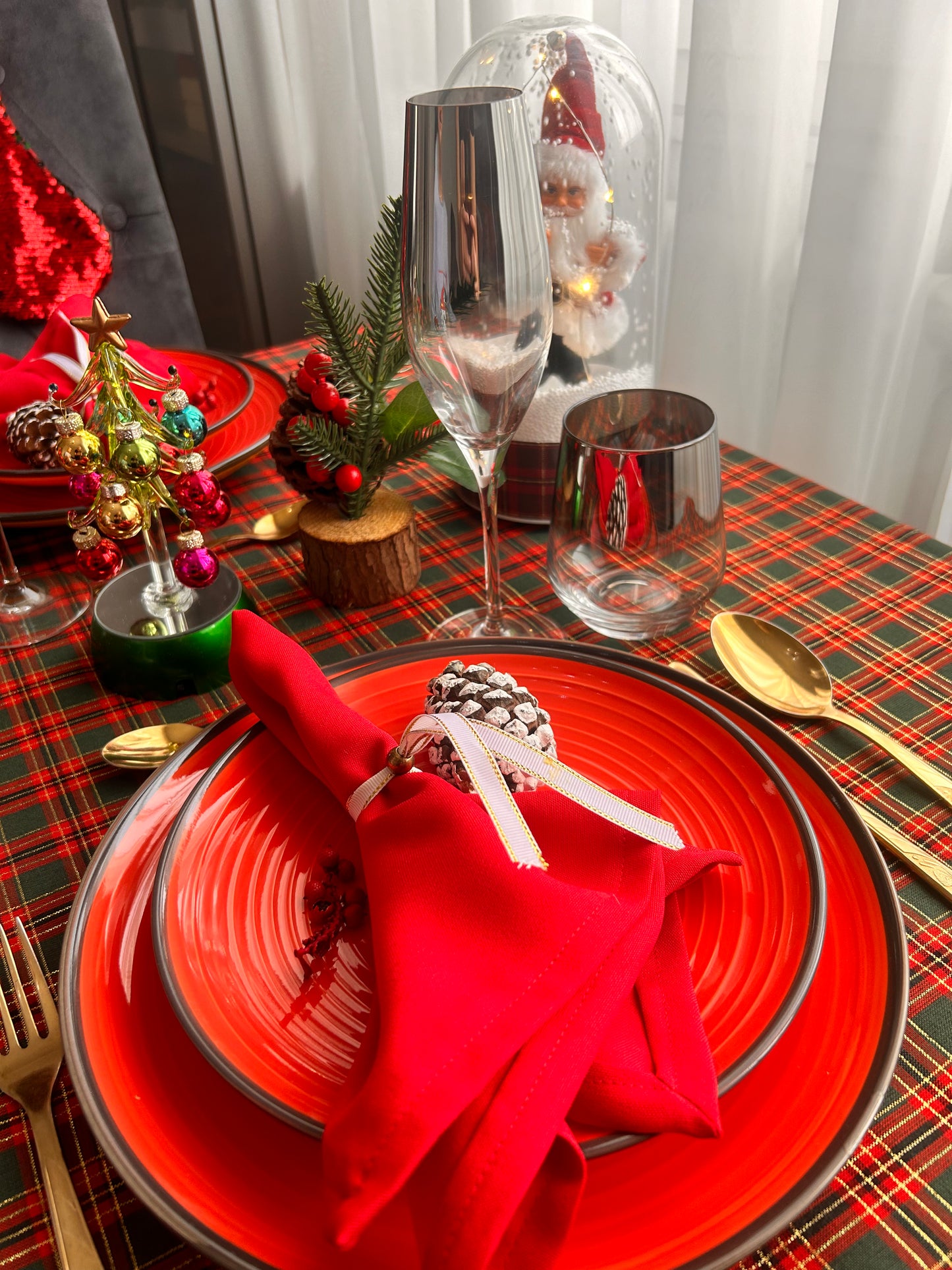 Nappe Rouge Carreaux Anglais - Collection Noël Traditionnel