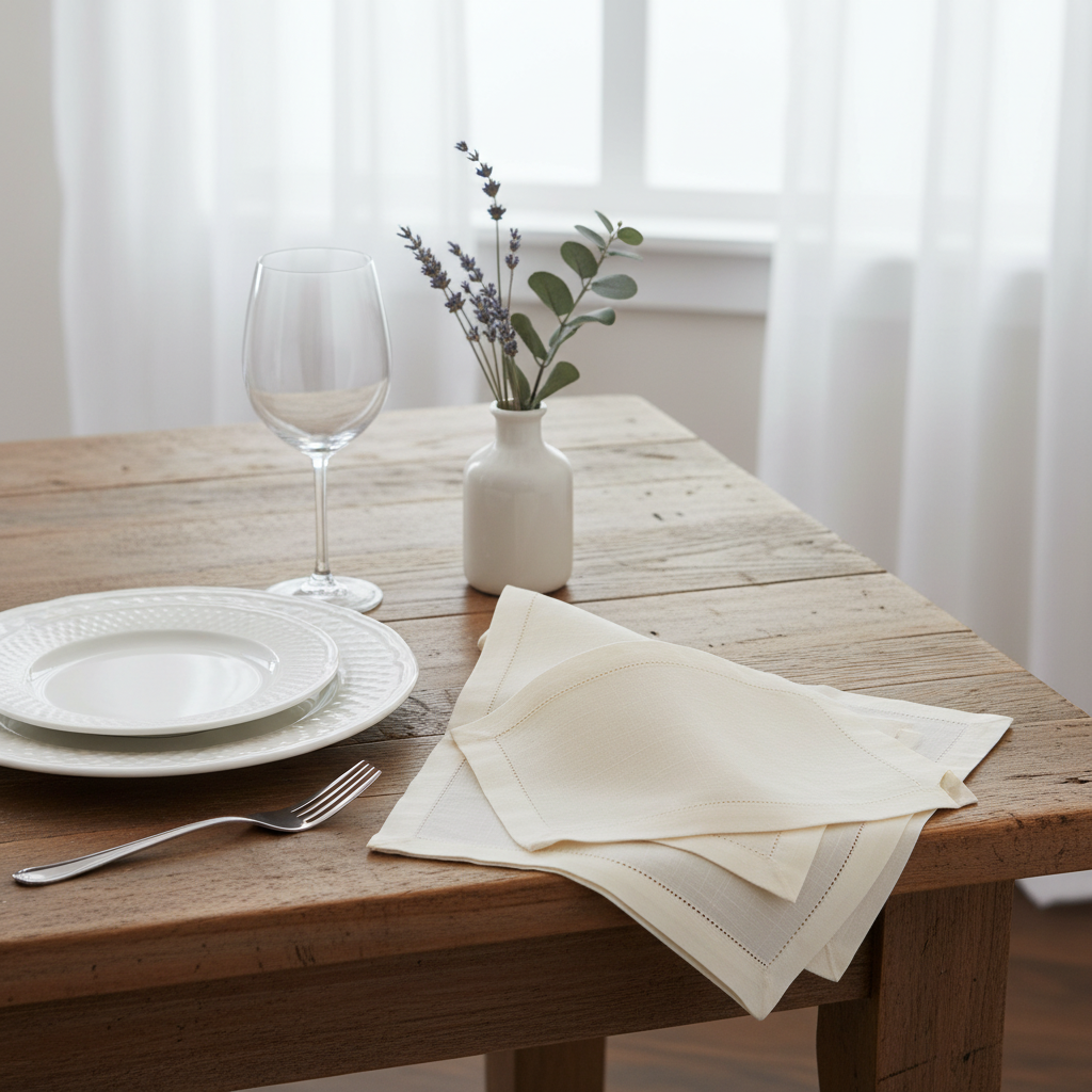 Serviette de Table en Lin Personnalisée - Broderie Initiales sur Mesure