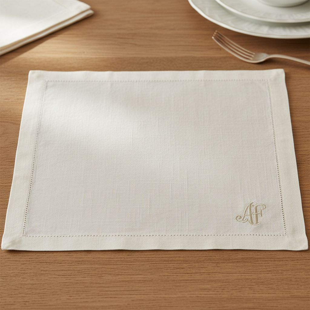 Serviette de Table en Lin Personnalisée - Broderie Initiales sur Mesure