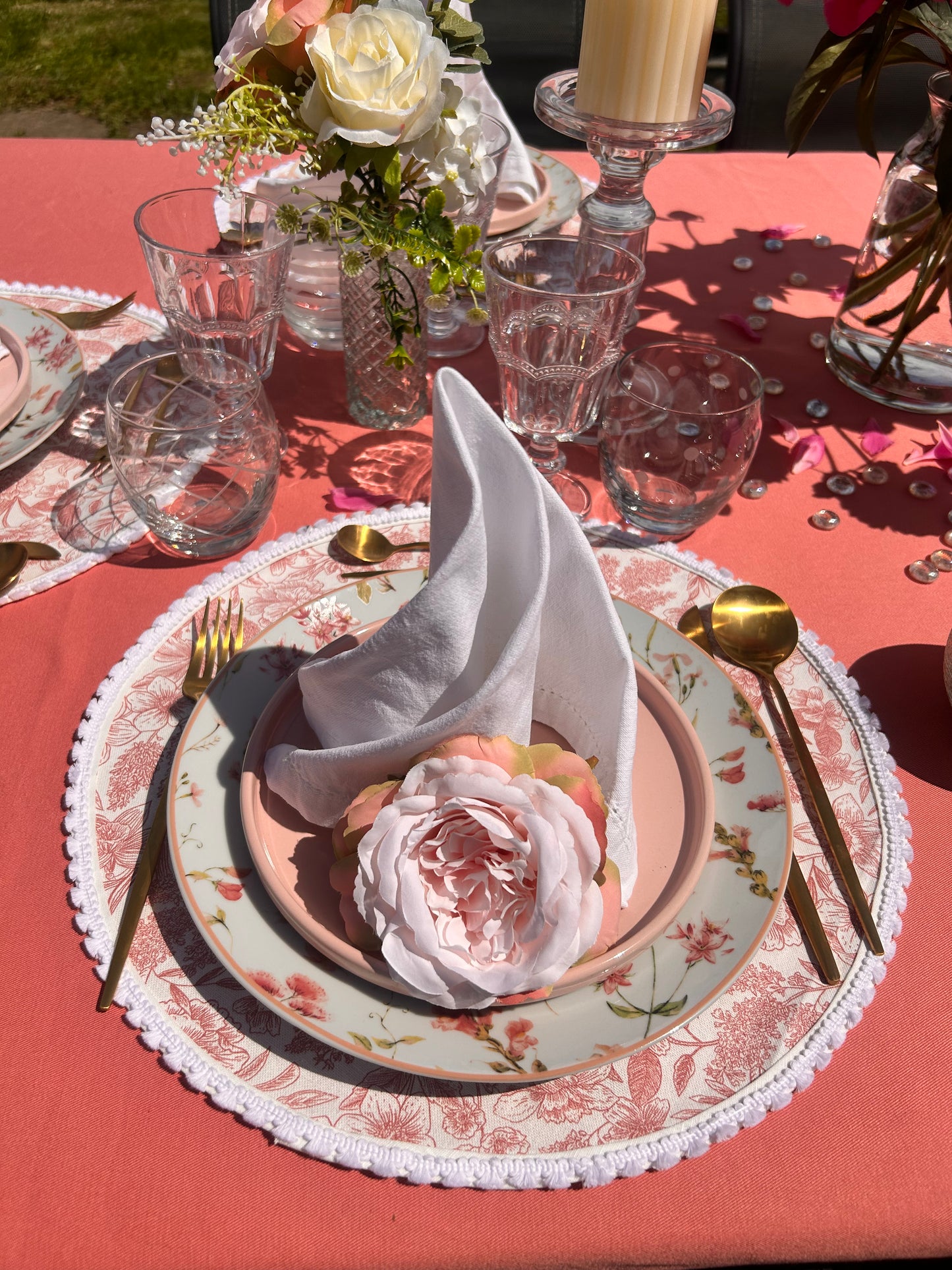 Location Décoration de Table - Rose Élégant