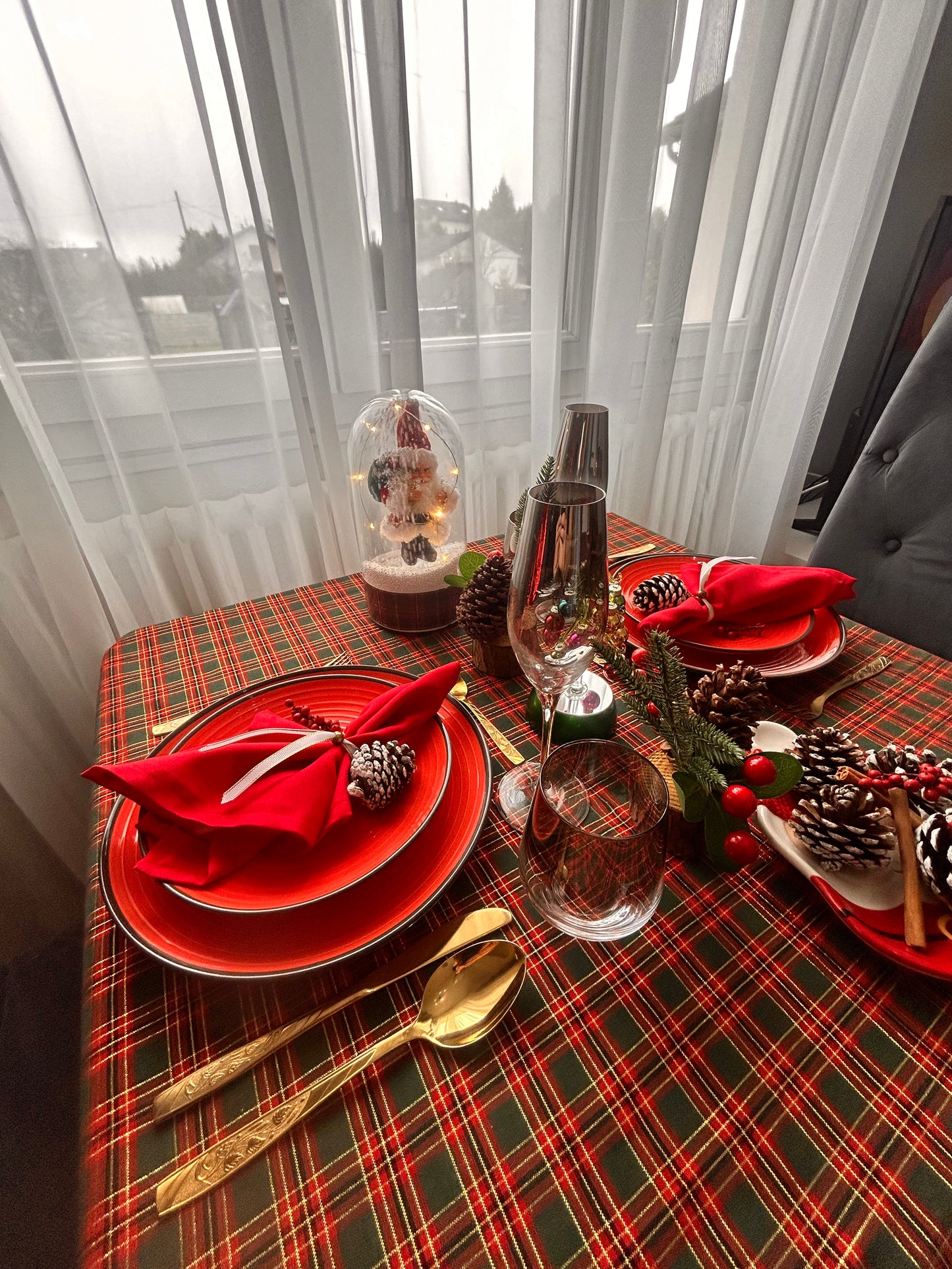 Nappe Rouge Carreaux Anglais - Collection Noël Traditionnel