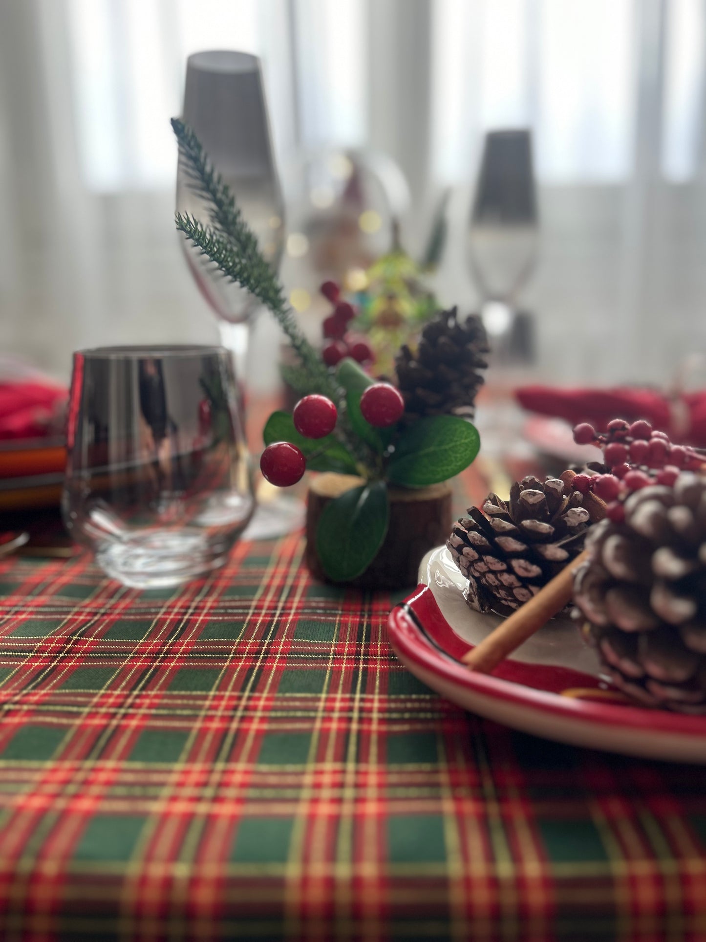 Nappe Rouge Carreaux Anglais - Collection Noël Traditionnel