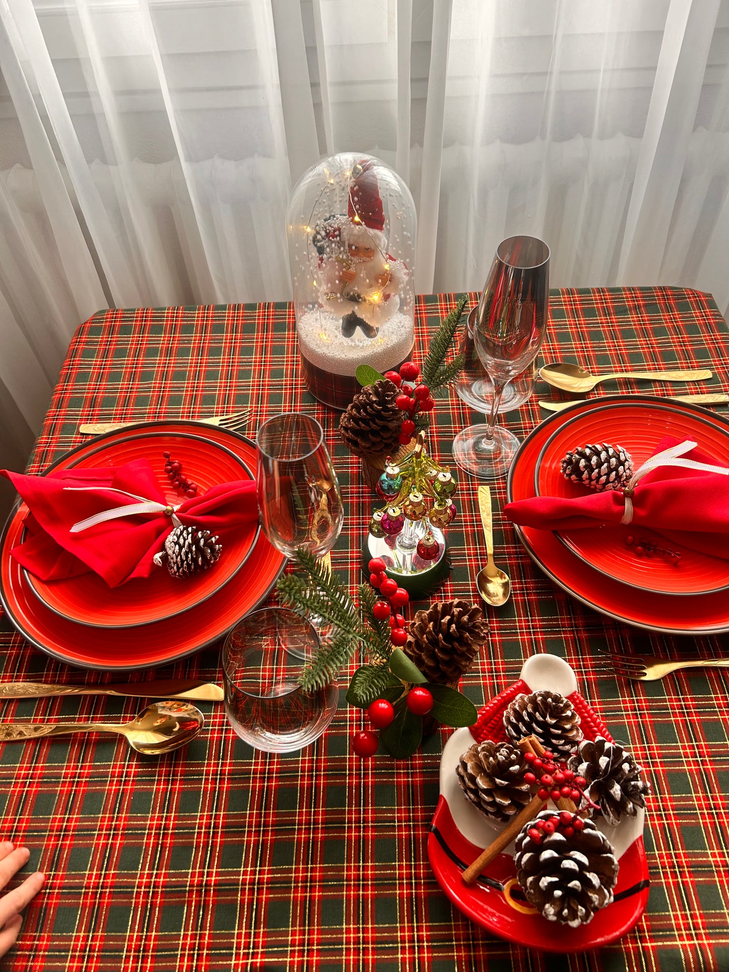 Nappe Rouge Carreaux Anglais - Collection Noël Traditionnel