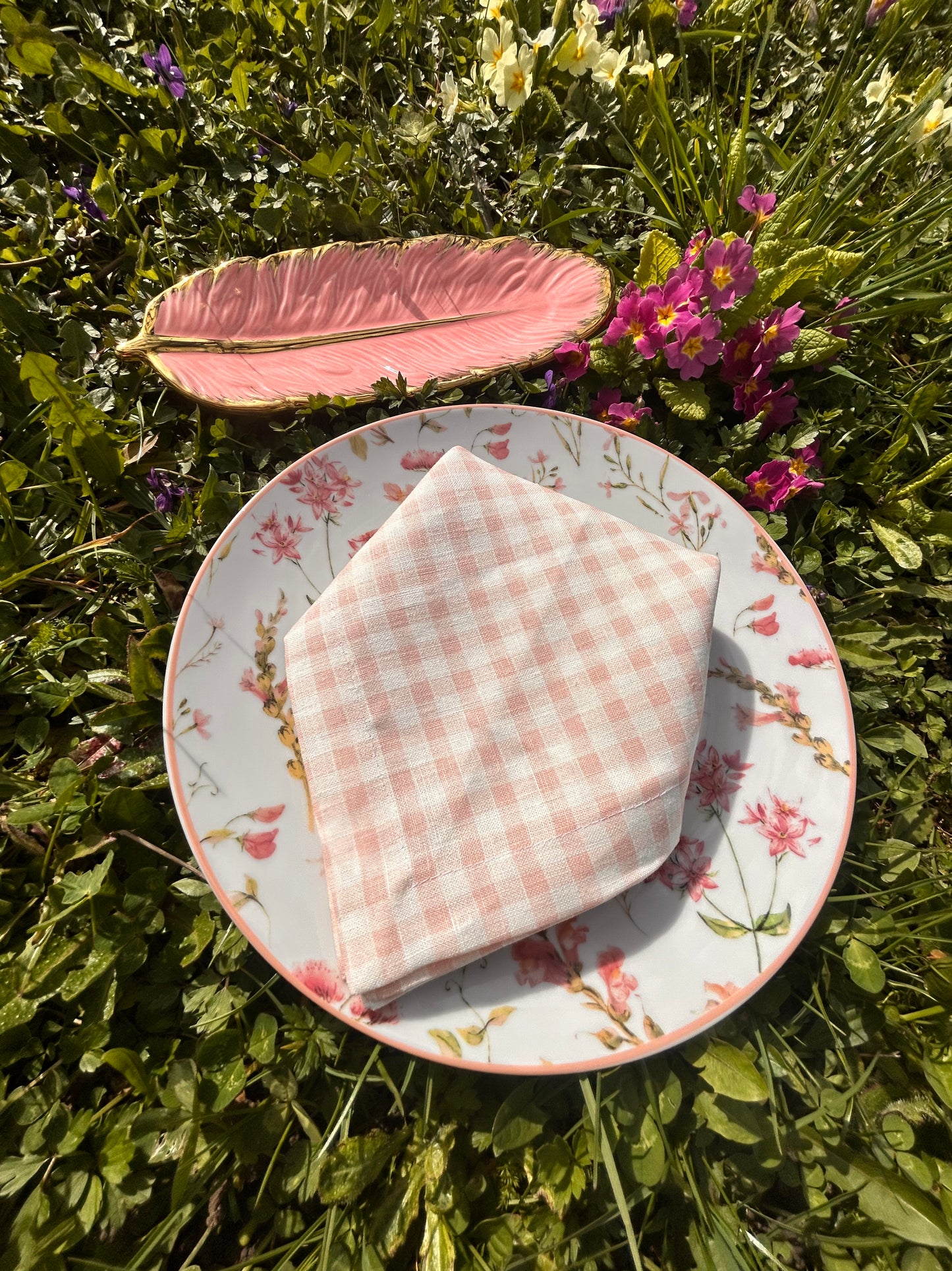 Serviette de table rose vichy