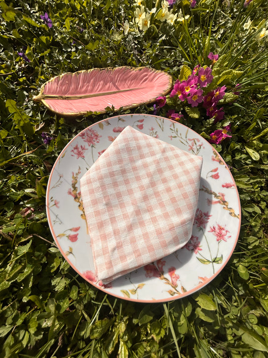 Serviette de table rose vichy