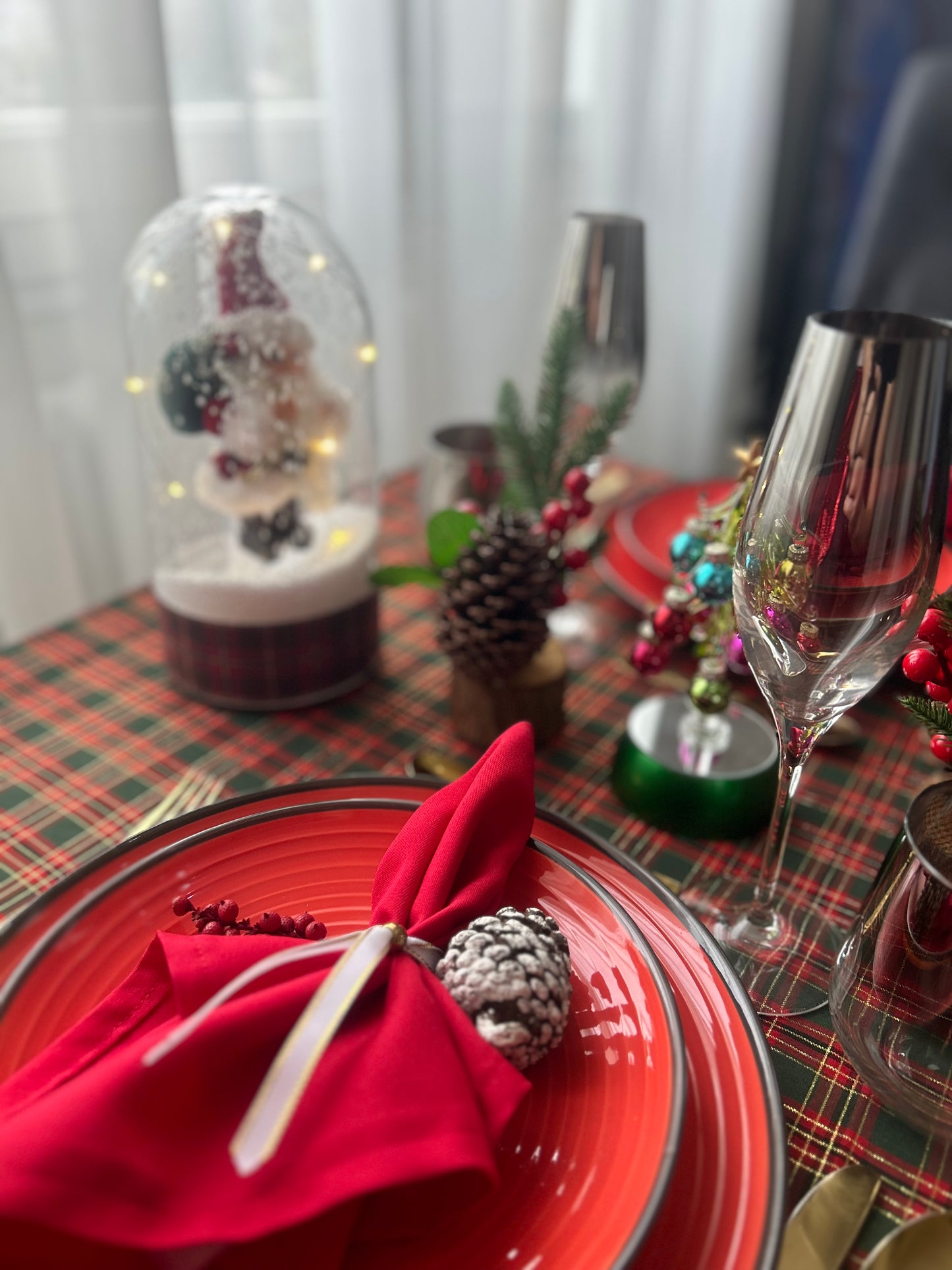 Nappe Rouge Carreaux Anglais - Collection Noël Traditionnel